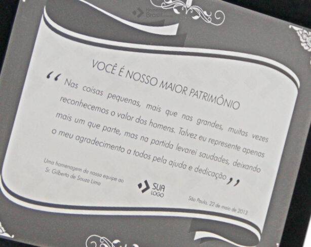 Placa de Homenagem - Homenagem Brasil